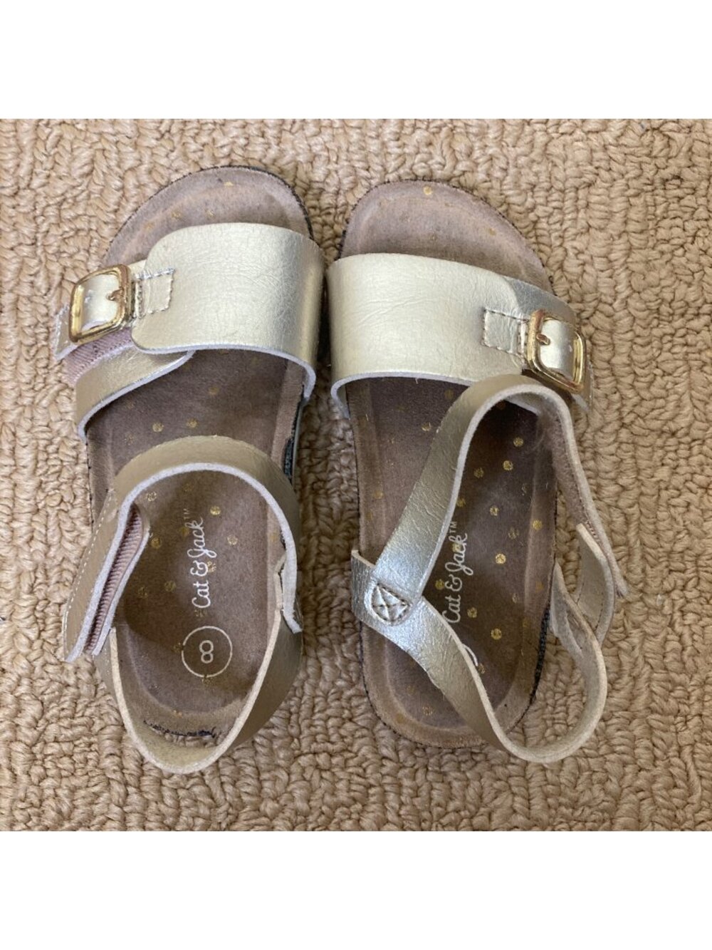 Cat & Jack Sandals Girls 8 Gold Buckle Hook & Loop Play Condition Target